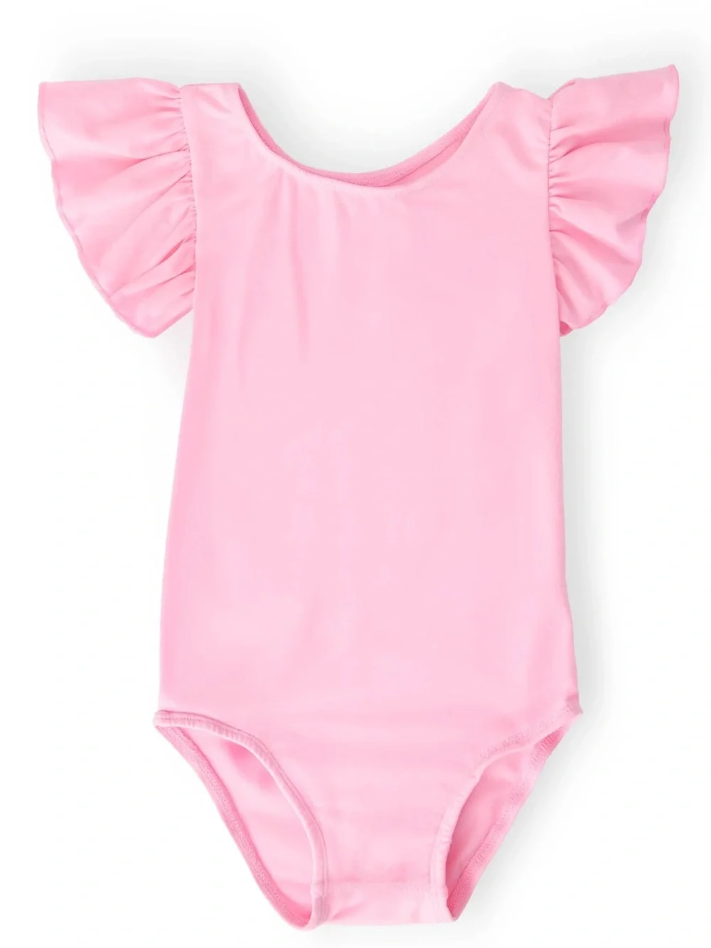 Girls' Bubblegum Pink Flutter Sleeve One-Piece Leotard